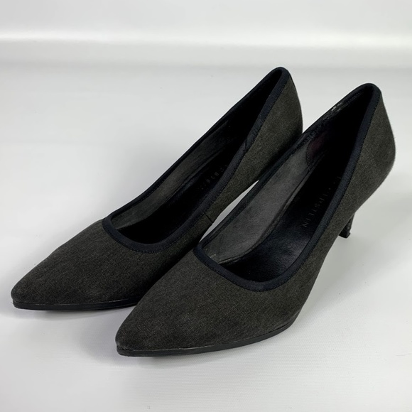 LOGO by Lori Goldstein Shoes - Lori Goldstein Black Washed Linen Pumps Size 9.5